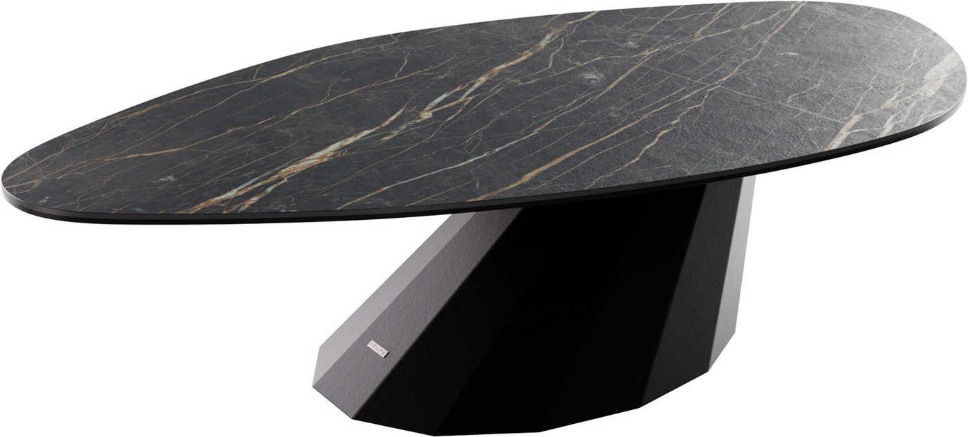 DELIFE Couchtisch Edge, Organisch 140x76 cm Keramik Laminam® Noir Desir Braun Parabi Metall Sc von DELIFE