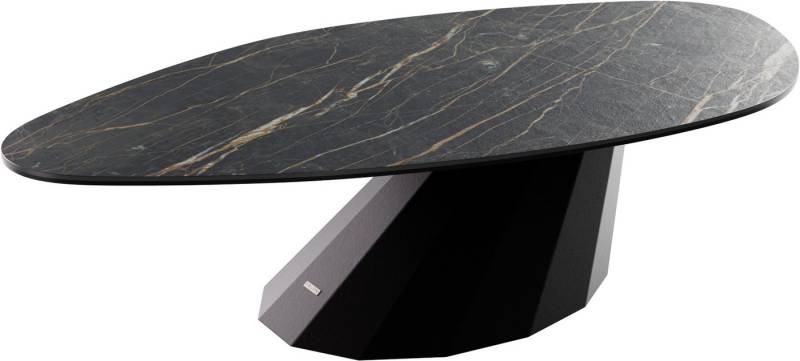 DELIFE Couchtisch Edge, Organisch 140x76 cm Keramik Laminam® Noir Desir Braun Parabi Metall Sc von DELIFE