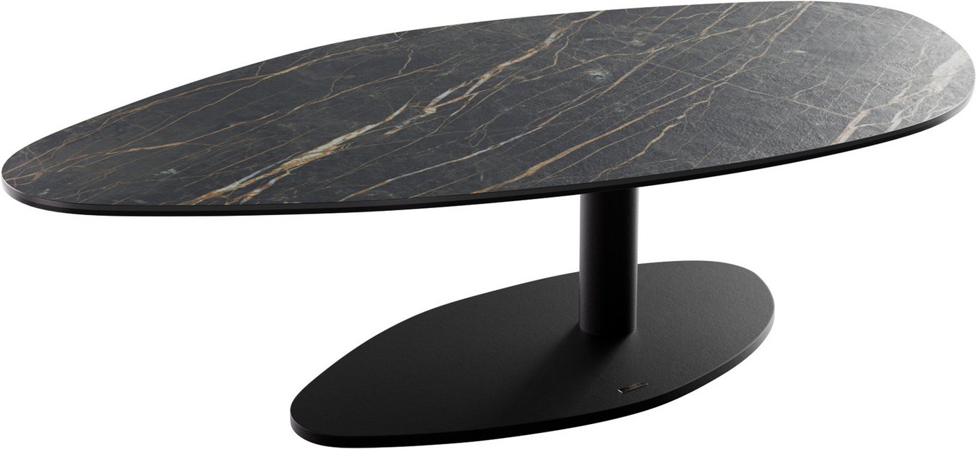 DELIFE Couchtisch Edge, Organisch 140x76 cm Keramik Laminam® Noir Desir Braun Vibany Metall Sc von DELIFE