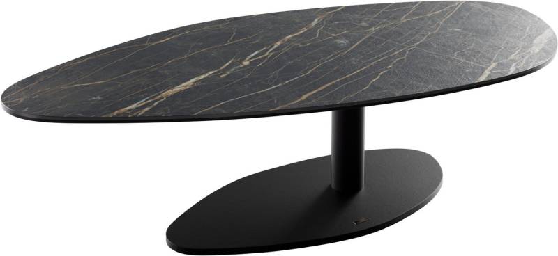 DELIFE Couchtisch Edge, Organisch 140x76 cm Keramik Laminam® Noir Desir Braun Vibany Metall Sc von DELIFE