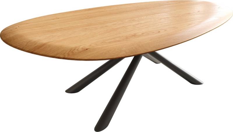 DELIFE Couchtisch Edge, Oval 140x75 cm Eiche Natur Runde Kante Sarity Metall Schwarz DELIFE Couchtisch Edge, Oval 140x75 cm Eiche Natur Runde Kante Sarity Metall Schwarz von DELIFE