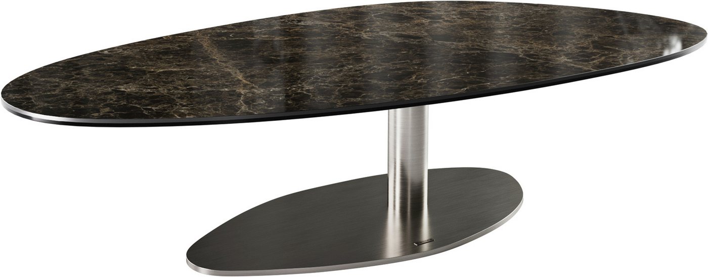 DELIFE Couchtisch Edge, Oval 140x75 cm Keramik Laminam® Emperador Extra Lucidato Dunkelbraun V von DELIFE