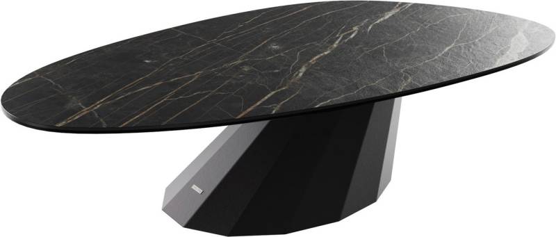 DELIFE Couchtisch Edge, Oval 140x75 cm Keramik Laminam® Noir Desir Braun Parabi Metall Schwarz von DELIFE