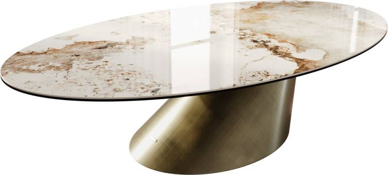 DELIFE Couchtisch Edge, Oval 140x80 cm Keramik Minas Melange Conis Metallic Gold DELIFE Couchtisch Edge, Oval 140x80 cm Keramik Minas Melange Conis Metallic Gold von DELIFE