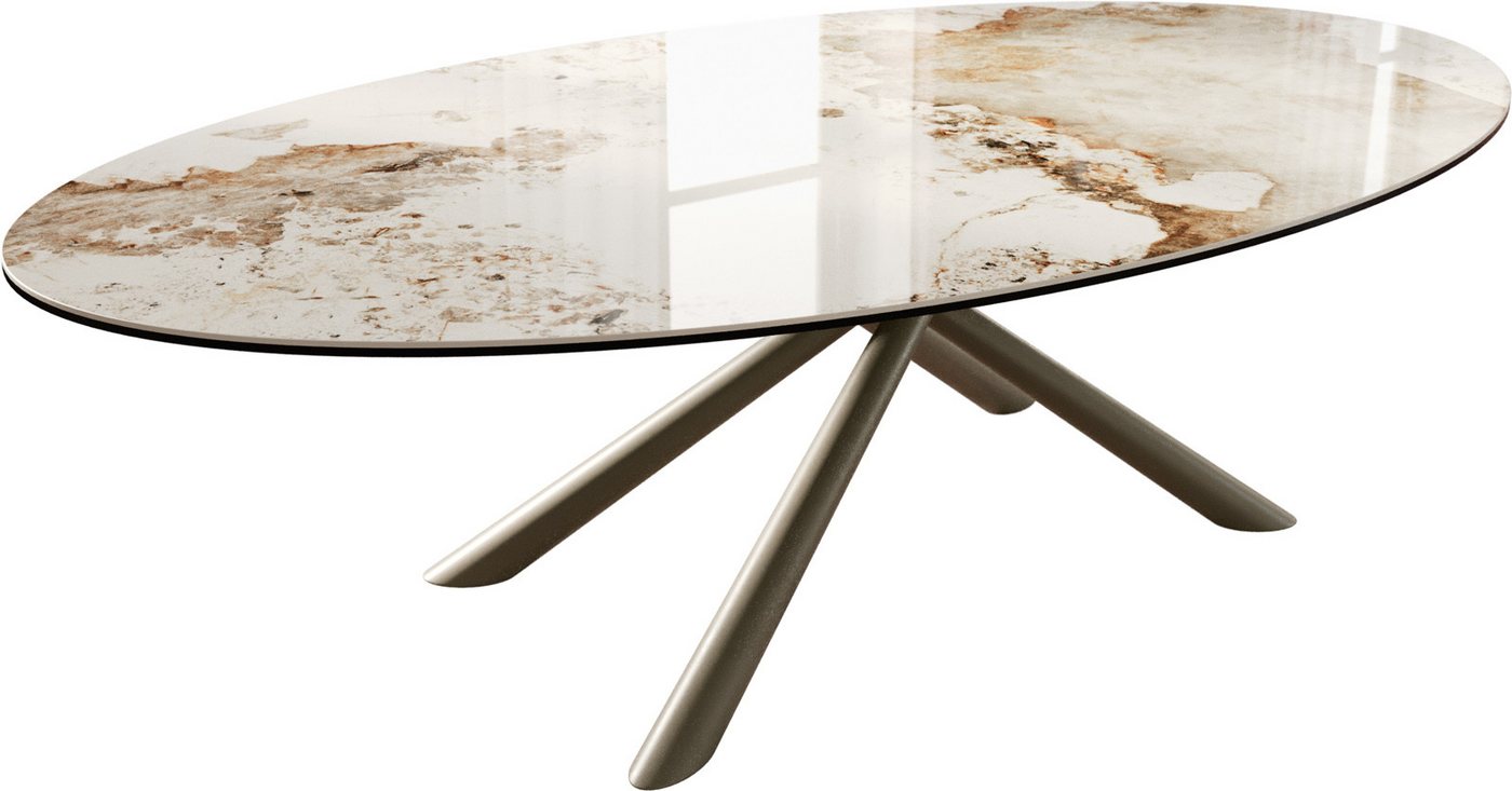 DELIFE Couchtisch Edge, Oval 140x80 cm Keramik Minas Melange Sarity Metall Effektfinish Titan DELIFE Couchtisch Edge, Oval 140x80 cm Keramik Minas Melange Sarity Metall Effektfinish Titan von DELIFE