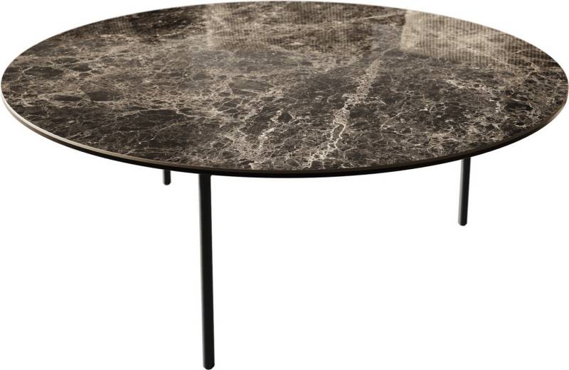 DELIFE Couchtisch Edge, Rund 90x90 cm Keramik Laminam® Emperador Extra Lucidato Dunkelbraun Tr von DELIFE