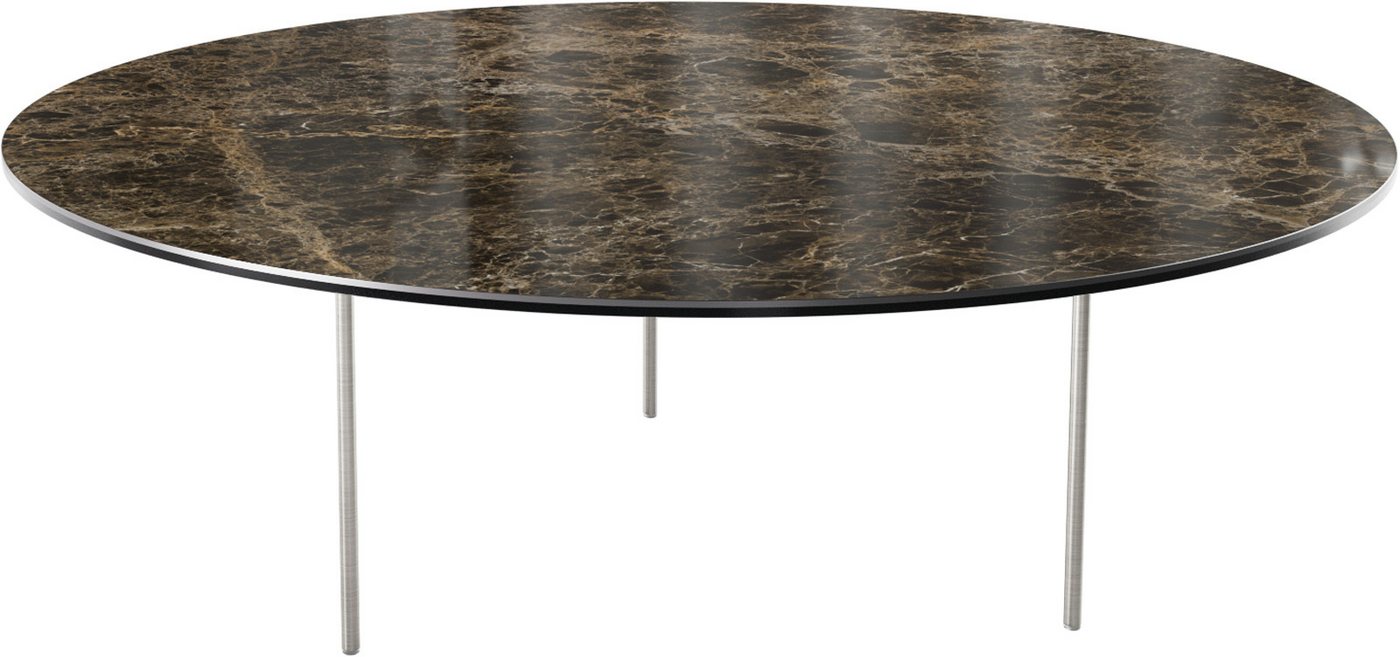 DELIFE Couchtisch Edge, Rund 100x100 cm Keramik Laminam® Emperador Extra Lucidato Dunkelbraun von DELIFE