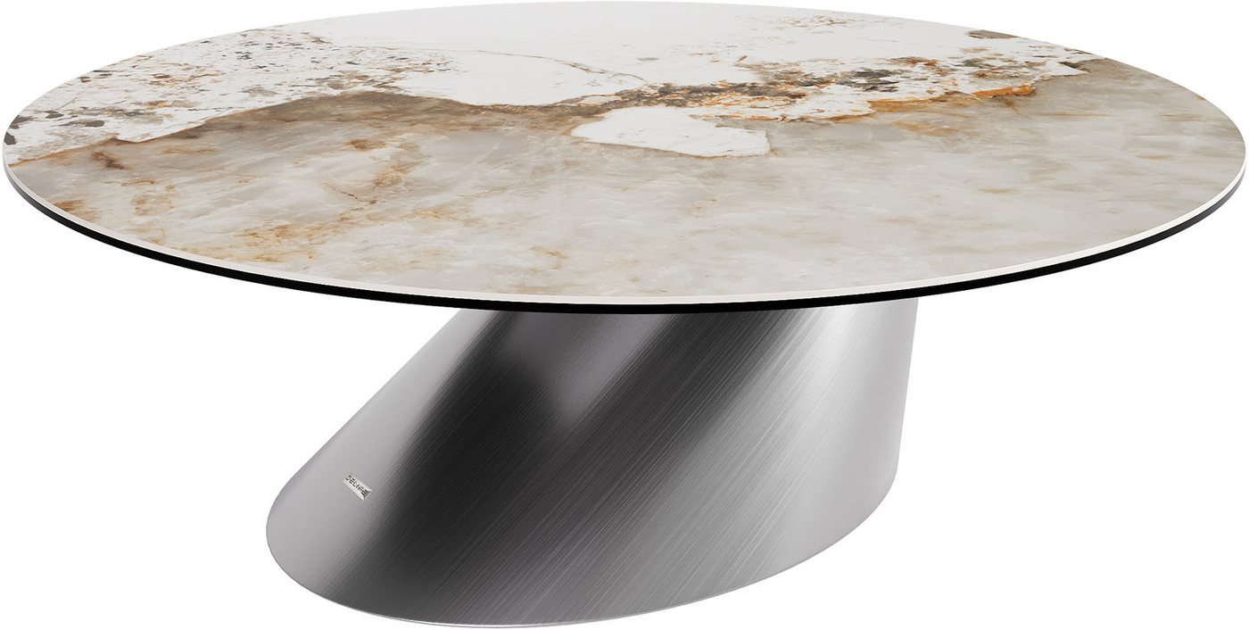 DELIFE Couchtisch Edge, Rund 100x100 cm Keramik Minas Melange Conis Edelstahl gebürstet DELIFE Couchtisch Edge, Rund 100x100 cm Keramik Minas Melange Conis Edelstahl gebürstet von DELIFE