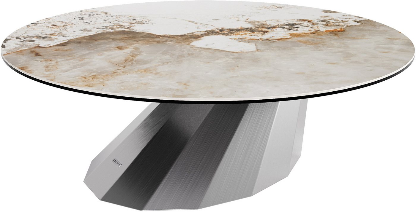 DELIFE Couchtisch Edge, Rund 100x100 cm Keramik Minas Melange Parabi Edelstahl gebürstet DELIFE Couchtisch Edge, Rund 100x100 cm Keramik Minas Melange Parabi Edelstahl gebürstet von DELIFE