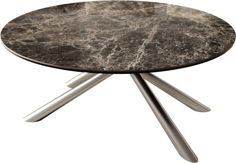 DELIFE Couchtisch Edge, Rund 90x90 cm Keramik Laminam® Emperador Extra Lucidato Dunkelbraun Sa von DELIFE