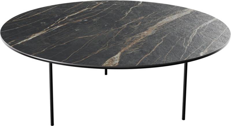 DELIFE Couchtisch Edge, Rund 90x90 cm Keramik Laminam® Noir Desir Braun Trive Metall Schwarz von DELIFE