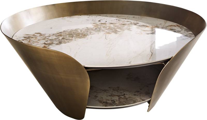 DELIFE Couchtisch Skafi, Keramik Minas Melange 100x40 cm Metallic Gold von DELIFE