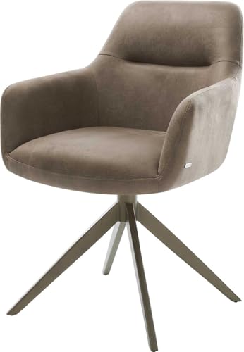 DELIFE Esszimmerstuhl Pejo-Flex Kreuzgestell breit Effektfinish Titan Mikrofaser Taupe Vintage 360° drehbar Taschenfederkern von DELIFE