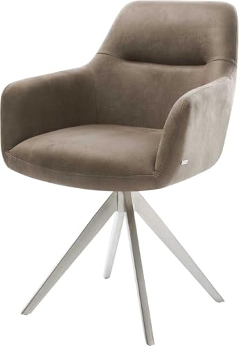 Polsterstuhl Pejo-Flex Kreuzgestell kantig Edelstahl Mikrofaser Taupe Vintage Taschenfederkern von DELIFE