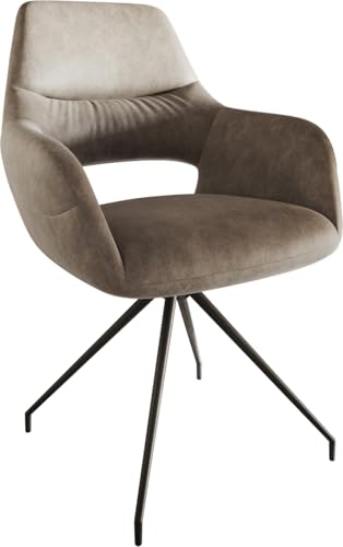 DELIFE Polsterstuhl Yago-Flex mit Armlehnen Kreuzgestell konisch Schwarz Mikrofaser Taupe Vintage Taschenfederkern DELIFE Polsterstuhl Yago-Flex mit Armlehnen Kreuzgestell konisch Schwarz Mikrofaser Taupe Vintage Taschenfederkern von DELIFE
