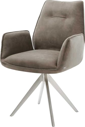 DELIFE Polsterstuhl Zoa-Flex Kreuzgestell kantig Edelstahl Mikrofaser Taupe Vintage Taschenfederkern von DELIFE
