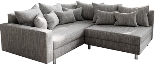 DELIFE Eckcouch Clovis Hellgrau Strukturstoff mit Armlehne Ottomane Links modular von DELIFE