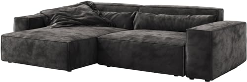 DELIFE Eckcouch Sirpio XL Mikrofaser Schwarz 270x170 cm Recamiere variabel von DELIFE