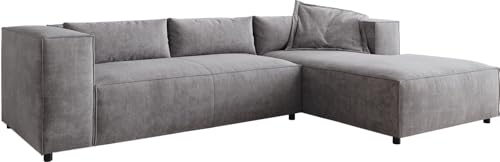 DELIFE Ecksofa Brom Mikrofaser Grau 260x175 cm Recamiere rechts von DELIFE