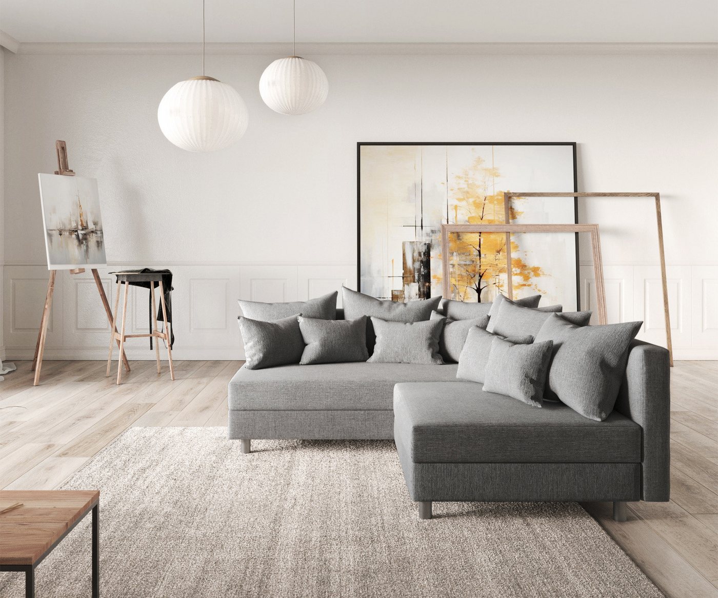 DELIFE Ecksofa Clovis, Grau Flachgewebe Ottomane Links modular DELIFE Ecksofa Clovis, Grau Flachgewebe Ottomane Links modular von DELIFE