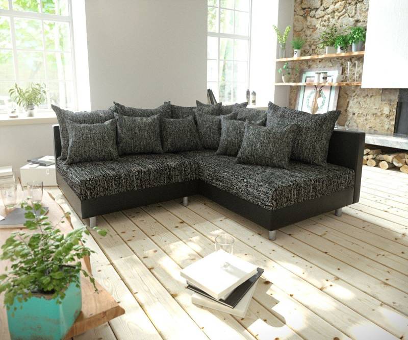 DELIFE Ecksofa Clovis, Schwarz Ottomane Rechts Ecksofa Modulsofa von DELIFE