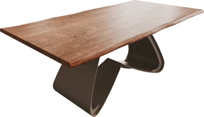 DELIFE Esstisch Edge, Akazie Braun 200x100 W-Gestell Metall Effektfinish Titan Live-Edge DELIFE Esstisch Edge, Akazie Braun 200x100 W-Gestell Metall Effektfinish Titan Live-Edge von DELIFE