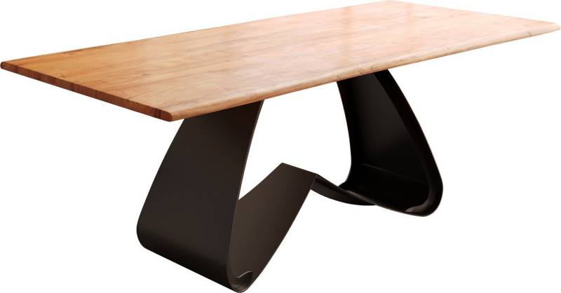 DELIFE Esstisch Edge, Akazie Natur 200x100 W-Gestell Metall Schwarz Live-Edge von DELIFE