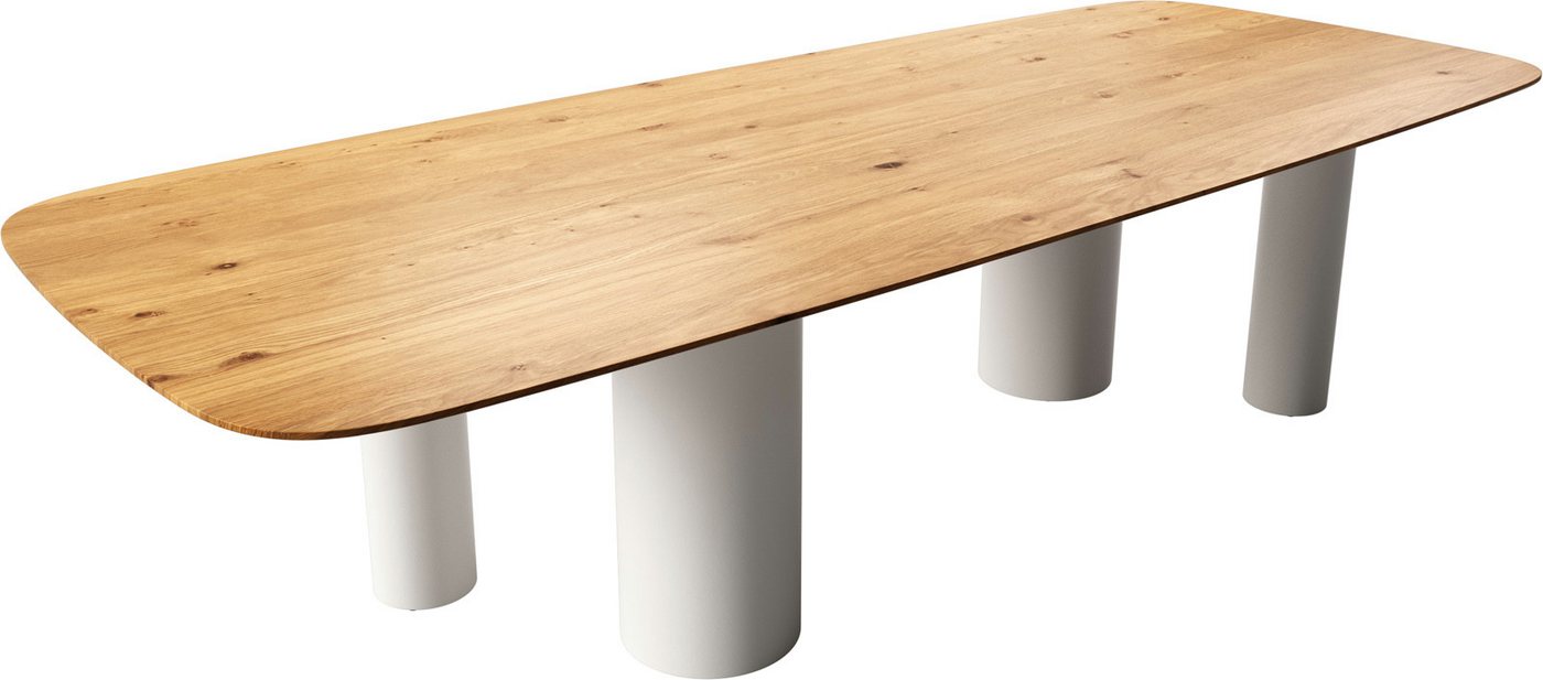 DELIFE Esstisch Edge, Boot Eiche Natur 300x120x2,5-3 Pilier Metall Weiß Schweizer Kante DELIFE Esstisch Edge, Boot Eiche Natur 300x120x2,5-3 Pilier Metall Weiß Schweizer Kante von DELIFE