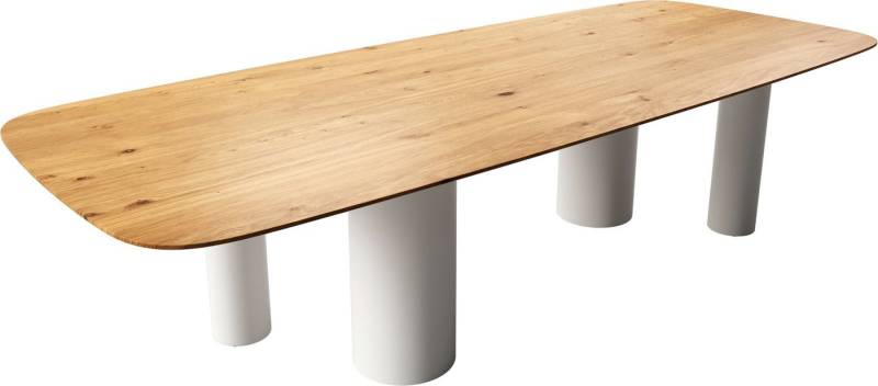 DELIFE Esstisch Edge, Boot Eiche Natur 300x120x2,5-3 Pilier Metall Weiß Schweizer Kante DELIFE Esstisch Edge, Boot Eiche Natur 300x120x2,5-3 Pilier Metall Weiß Schweizer Kante von DELIFE