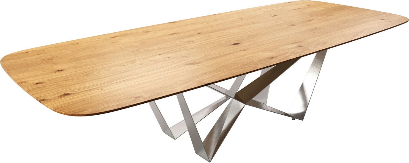 DELIFE Esstisch Edge, Boot Eiche Natur 300x120x2,5-3 Spider Flachstahl Edelstahl Schweizer K DELIFE Esstisch Edge, Boot Eiche Natur 300x120x2,5-3 Spider Flachstahl Edelstahl Schweizer K von DELIFE