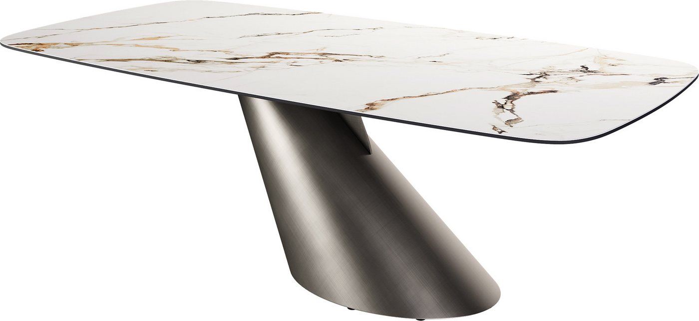 DELIFE Esstisch Edge, Boot Keramik Calacatta Luxe Weiß-Gold-Grau 240x120 Cono Metallic Silbe DELIFE Esstisch Edge, Boot Keramik Calacatta Luxe Weiß-Gold-Grau 240x120 Cono Metallic Silbe von DELIFE