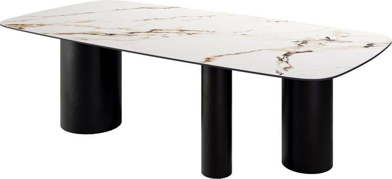 DELIFE Esstisch Edge, Boot Keramik Calacatta Luxe Weiß-Gold-Grau 240x120 Troa Metall Schwarz von DELIFE