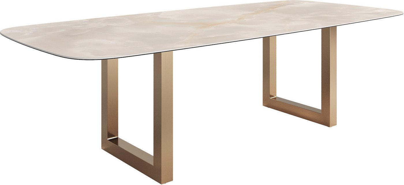 DELIFE Esstisch Edge, Boot Keramik Iris FMG Onice Grigio 270x120 Edelstahl Gold Breit DELIFE Esstisch Edge, Boot Keramik Iris FMG Onice Grigio 270x120 Edelstahl Gold Breit von DELIFE