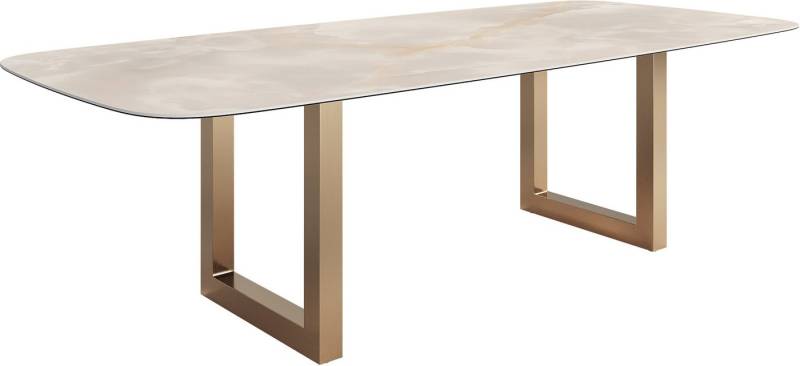 DELIFE Esstisch Edge, Boot Keramik Iris FMG Onice Grigio 270x120 Edelstahl Gold Breit von DELIFE