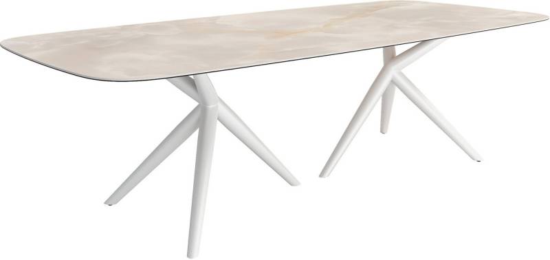 DELIFE Esstisch Edge, Boot Keramik Iris FMG Onice Grigio 270x120 Estelar rund Metall Weiß von DELIFE