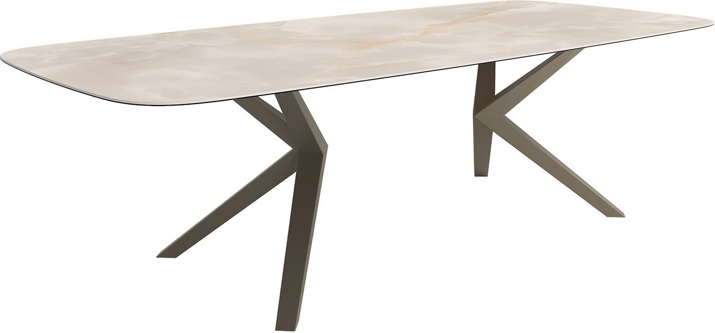 DELIFE Esstisch Edge, Boot Keramik Iris FMG Onice Grigio 270x120 Zenthara kantig Metall Effe von DELIFE
