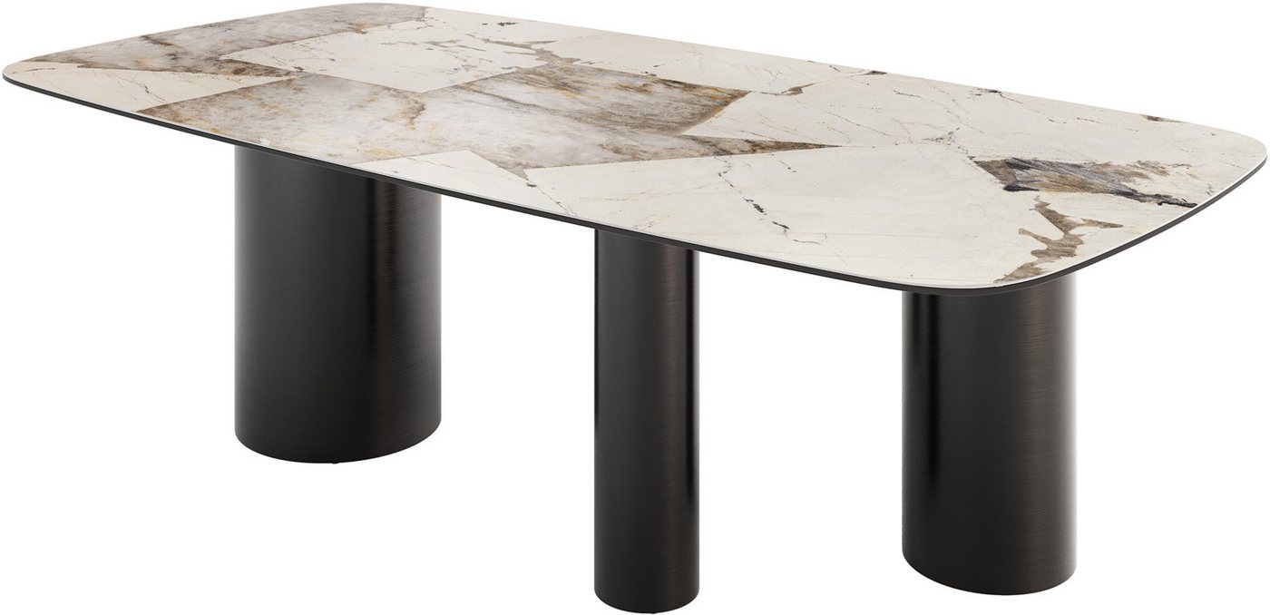 DELIFE Esstisch Edge, Boot Keramik Iris FMG Patagonia Lappato 240x120 Troa Edelstahl Graphit von DELIFE