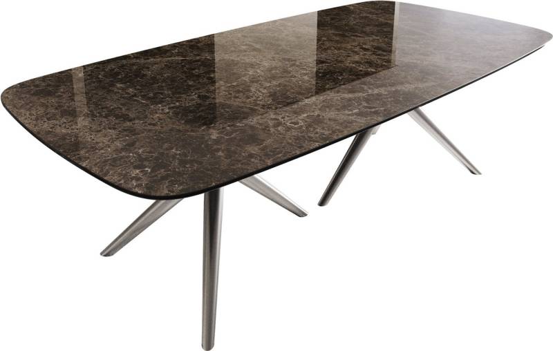 DELIFE Esstisch Edge, Boot Keramik Laminam® Emperador Extra Lucidato Dunkelbraun 240x120 Est von DELIFE