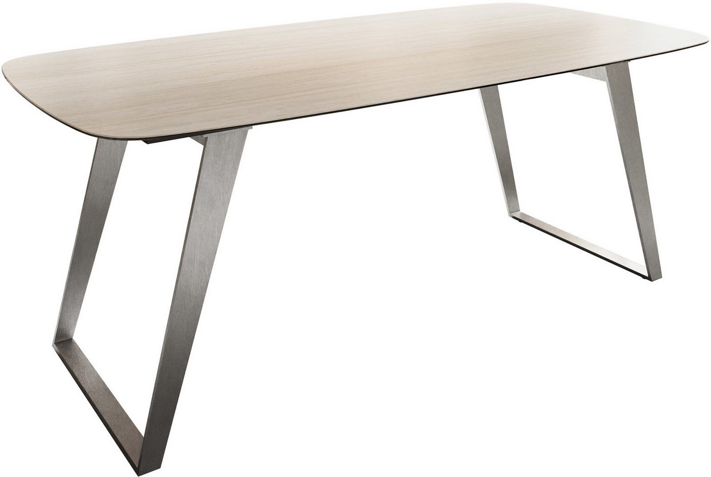 DELIFE Esstisch Edge, Boot Keramik Laminam®Travertino Bianco Creme-Weiß 200x100 Edelstahl Sc von DELIFE