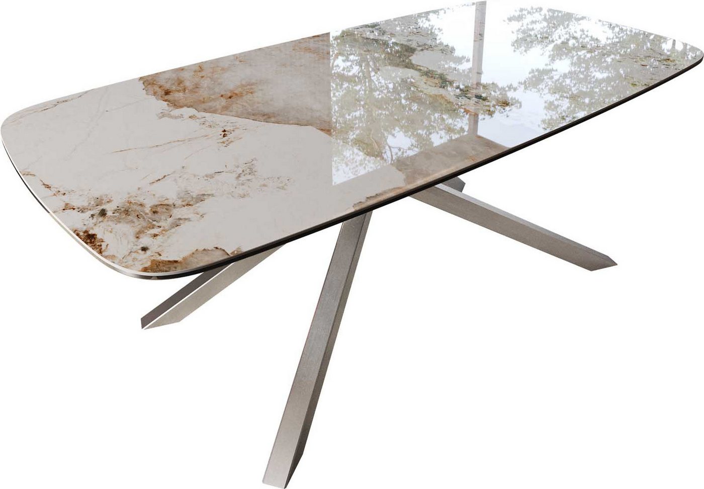 DELIFE Esstisch Edge, Boot Keramik Minas Melange Weiß-Beige 200x100 Kreuzgestell Rechteck Ed DELIFE Esstisch Edge, Boot Keramik Minas Melange Weiß-Beige 200x100 Kreuzgestell Rechteck Ed von DELIFE