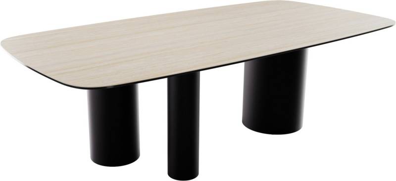 DELIFE Esstisch Edge, Boot Keramik Travertin Natur 240x120 Troa Metall Schwarz von DELIFE