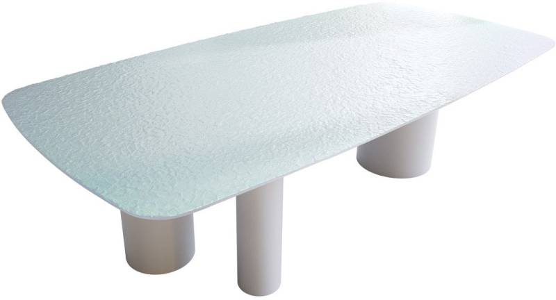 DELIFE Esstisch Edge, Boot Reliefglas Perlmutt 3D-Design 240x120 Troa Metall Weiß DELIFE Esstisch Edge, Boot Reliefglas Perlmutt 3D-Design 240x120 Troa Metall Weiß von DELIFE