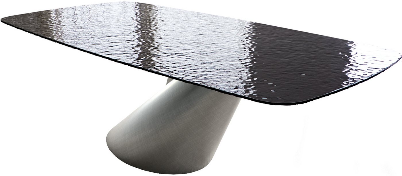 DELIFE Esstisch Edge, Boot Reliefglas Rauchschwarz 3D-Design 240x120 Cono Metallic Silber DELIFE Esstisch Edge, Boot Reliefglas Rauchschwarz 3D-Design 240x120 Cono Metallic Silber von DELIFE