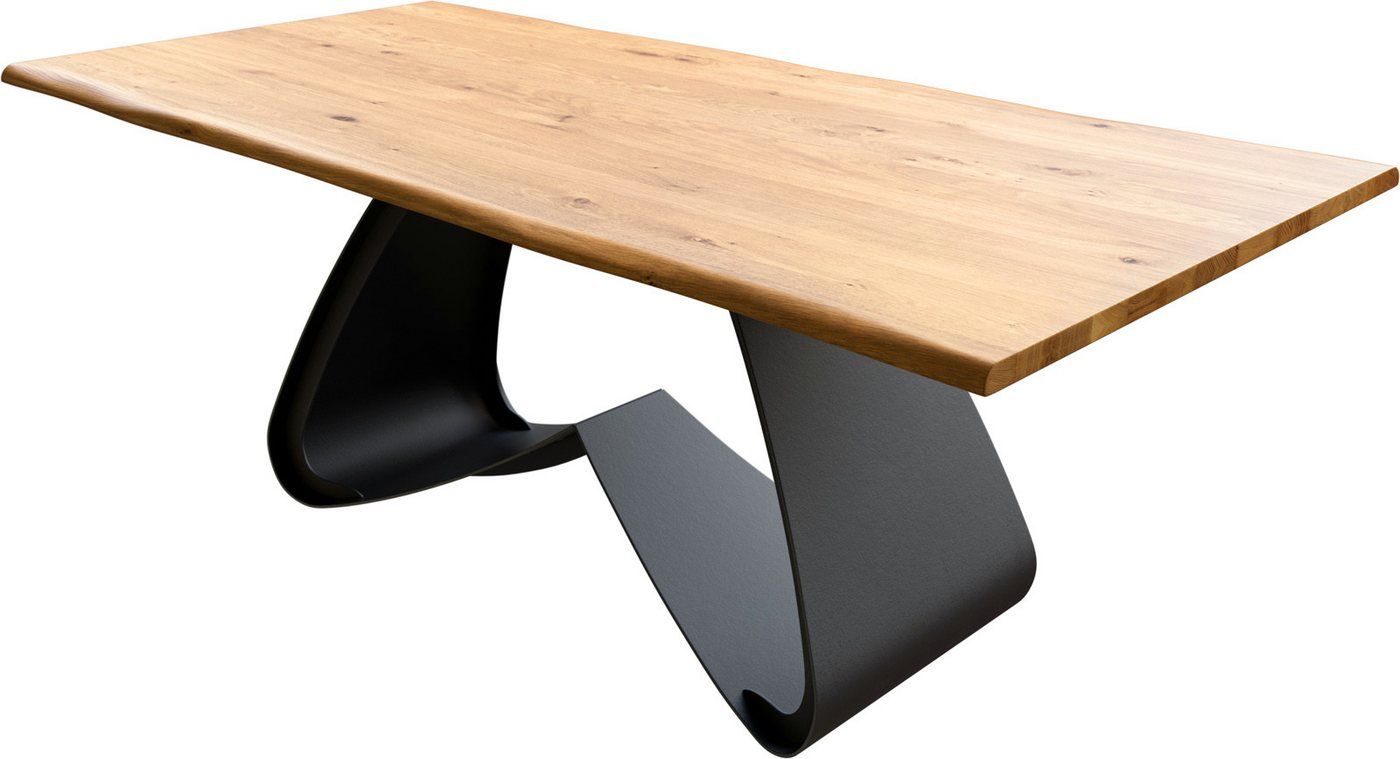 DELIFE Esstisch Edge, Eiche Natur 200x100x2,5-3 W-Gestell Metall Schwarz Live-Edge von DELIFE