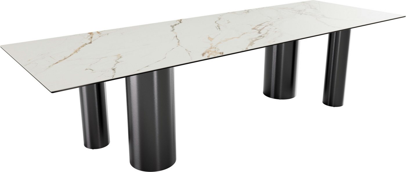 DELIFE Esstisch Edge, Keramik Calacatta Luxe Weiß-Gold-Grau 300x100 Pilier Edelstahl Graphit DELIFE Esstisch Edge, Keramik Calacatta Luxe Weiß-Gold-Grau 300x100 Pilier Edelstahl Graphit von DELIFE