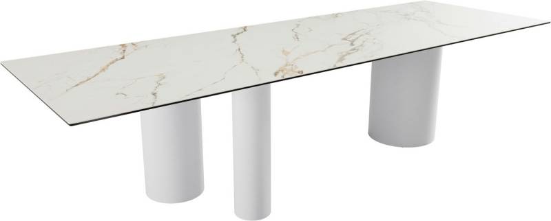 DELIFE Esstisch Edge, Keramik Calacatta Luxe Weiß-Gold-Grau 300x100 Troa Metall Weiß von DELIFE