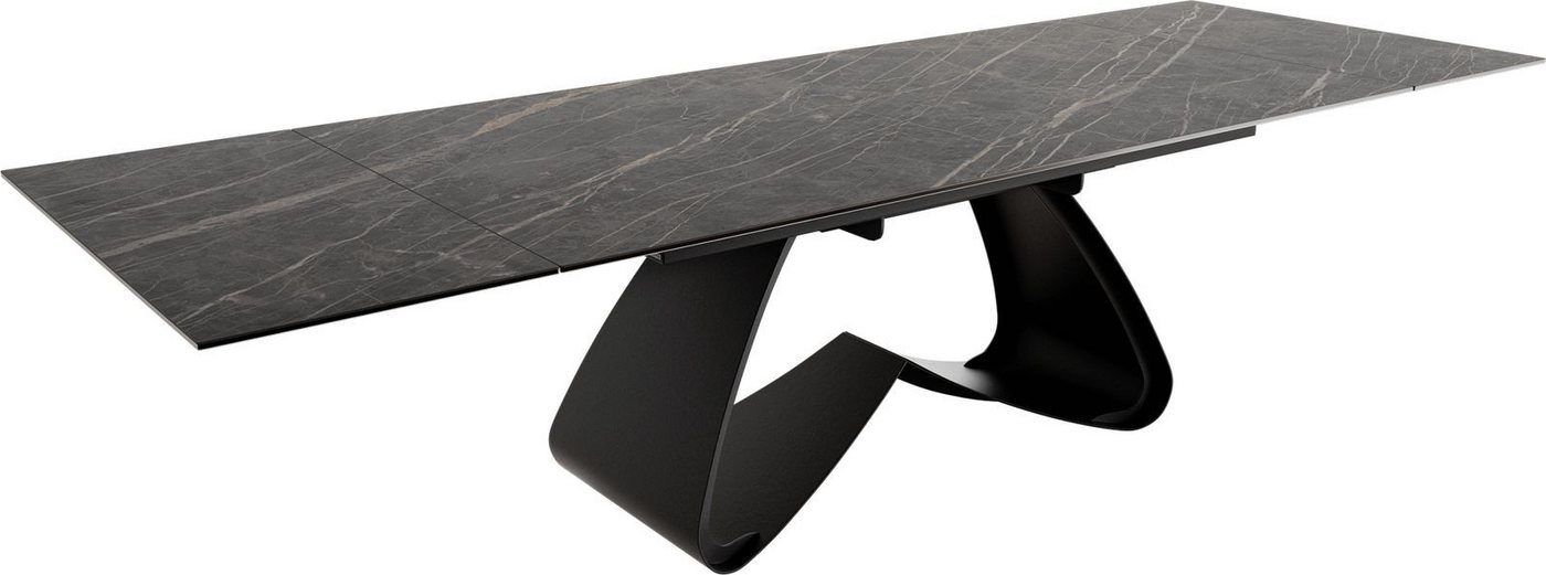 DELIFE Esstisch Edge, Keramik Laminam®Noir Desir Braun 200-300x100 W-Gestell Schwarz auszieh von DELIFE
