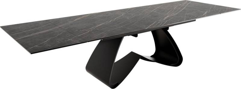 DELIFE Esstisch Edge, Keramik Laminam®Noir Desir Braun 200-300x100 W-Gestell Schwarz auszieh von DELIFE