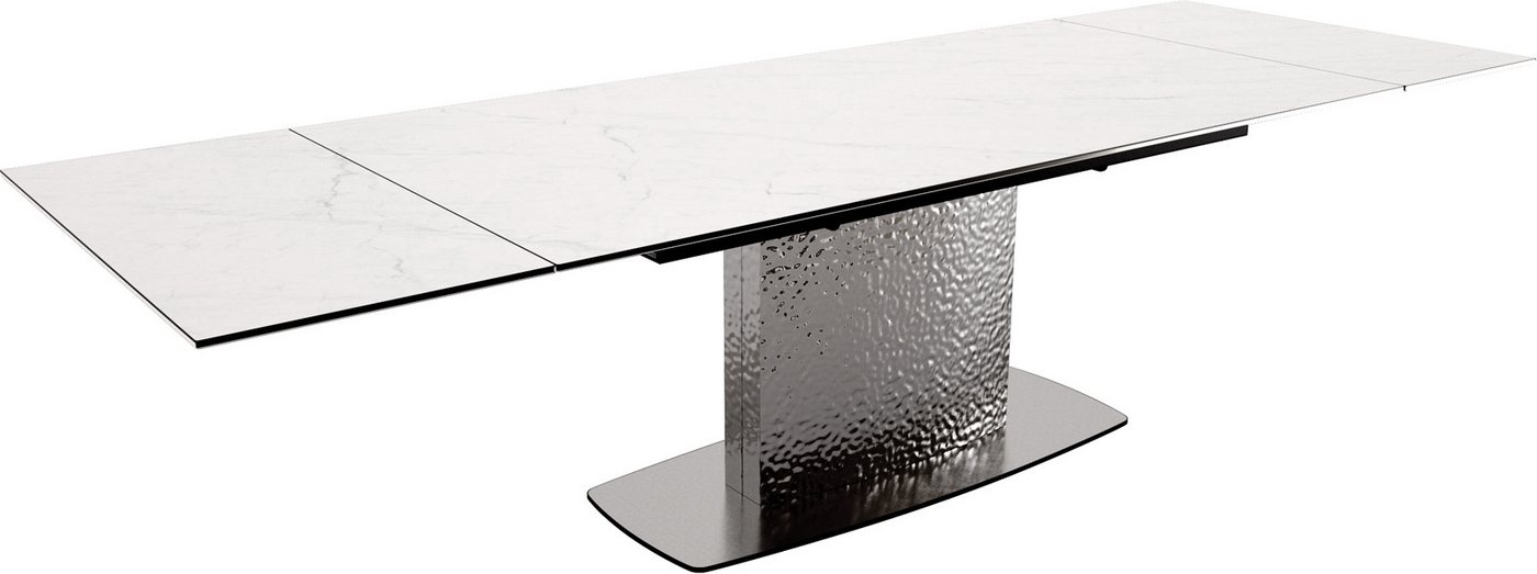 DELIFE Esstisch Edge, Keramik Laminam®Statuarietto Weiß 200-300x100 Wave Edelstahl ausziehba von DELIFE