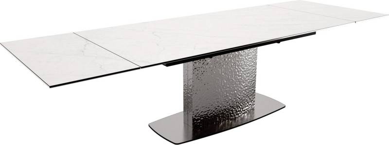 DELIFE Esstisch Edge, Keramik Laminam®Statuarietto Weiß 200-300x100 Wave Edelstahl ausziehba von DELIFE